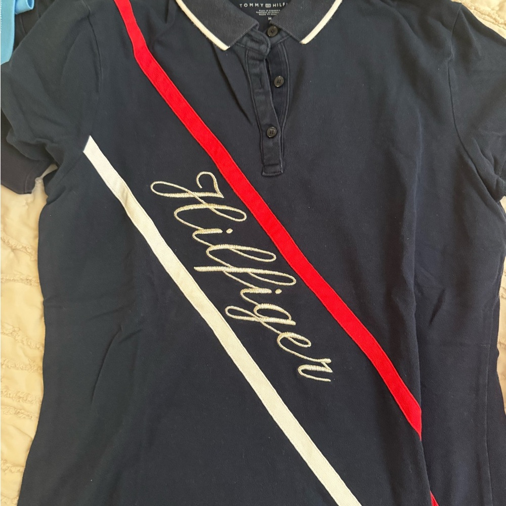 Tommy Hilfiger Kids Polo in Navy with Red and White Stripes